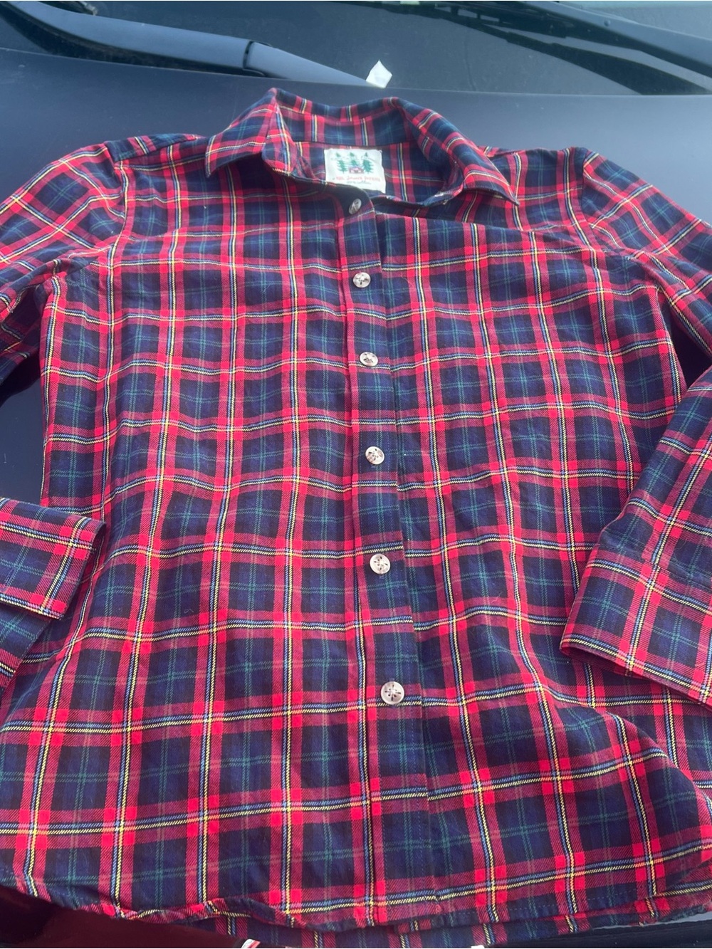 Kiel James Patrick Cozy Cabin Flannels Red & Navy Plaid Button-Down Shirt Size S